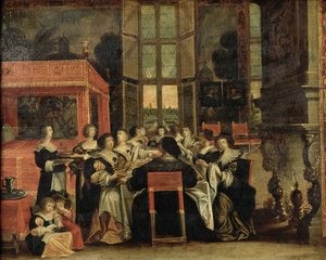 女性同士の会話、「昼食時の女性」 作： Abraham Bosse